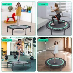 40 Inch Mini Trampoline Adults Heavy Duty Rebounder 30 Bungees Silent Workout