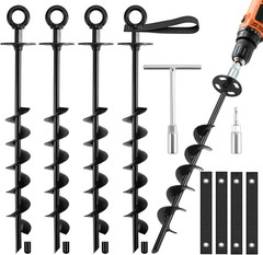 Ground Anchors Screw in – Heavy Duty Trampoline Anchors/Stakes for High Wind, 4