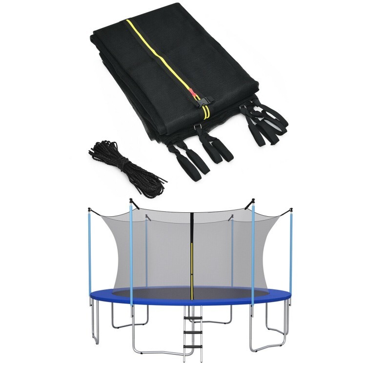 16ft Replacement Weather-Resistant Trampoline Safety Enclosure Net Double-Zipper