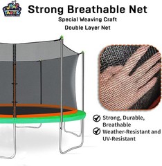 Weather-Resistant 14ft Trampoline Net Replacement – Includes 6 Pole Caps & Cords