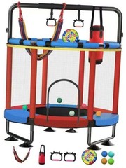 Trampoline for Kids, Upgrade Full Anti-Rust 440lbs Indoor 60 A1-Blue Red Red