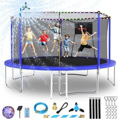 Upgraded 14FT Trampoline for Kids and Adults with Basketball Hoop and Light