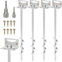 24” Mobile Home Anchors, Set of 4 Ground Anchors Screw in with Brackets and …