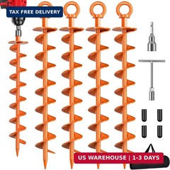Phopich Ground Anchor Screw in, 4 Pack Spiral Trampoline Anchors with Nut and To