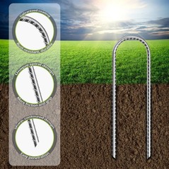 12 in U Shaped Rebar Stakes, (10 Pack) U Shape Ground Stakes, Galvanized Reba…