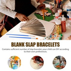 40Pcs Blank Kids Slap Bands Bulk Reusable Stainless Steel Golden Wristbands