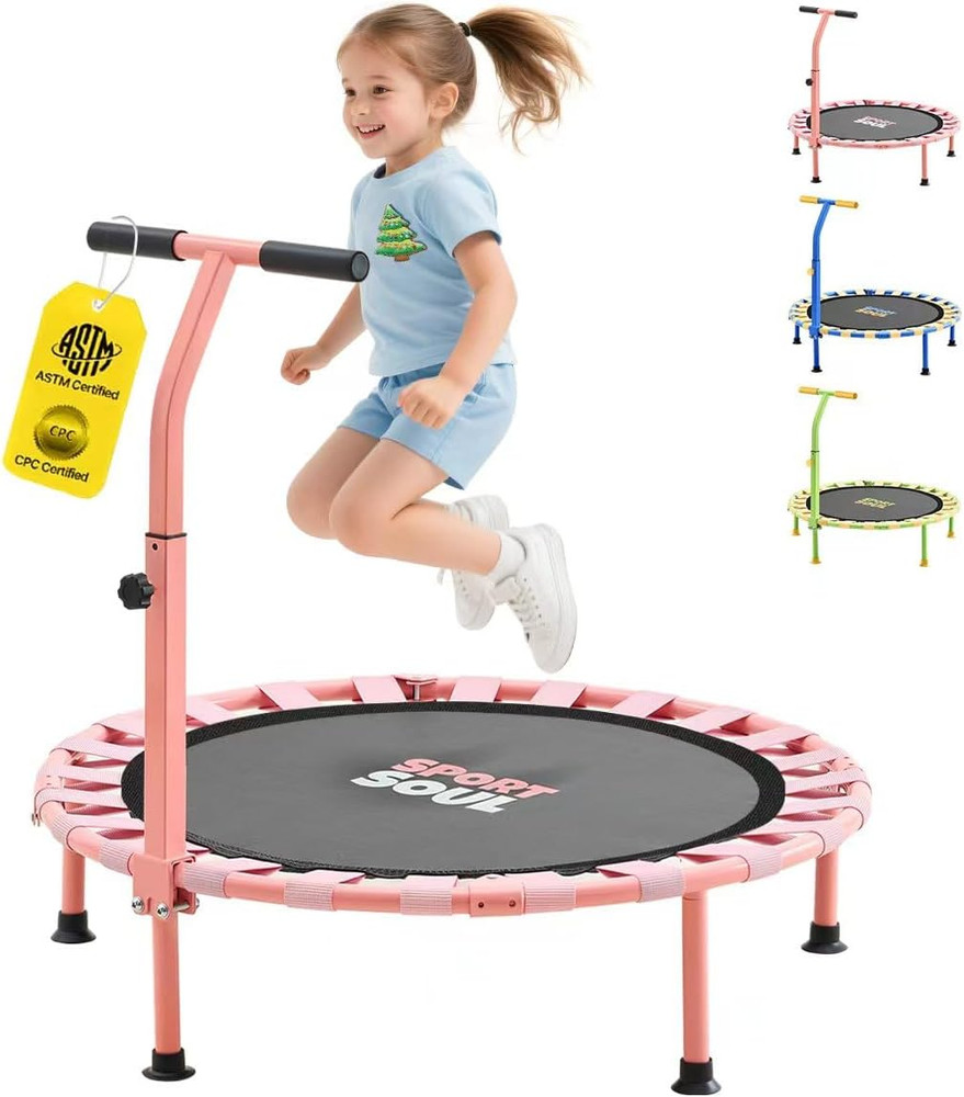 SPORTSOUL 36” Mini Trampoline for Kids 3-6, Foldable & Spring-Free, Small Toddl