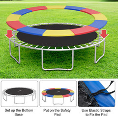 8Ft 10Ft 12Ft 14Ft 15Ft 16Ft Trampoline Pad, Tear-Resistant Edge Cover Springs P
