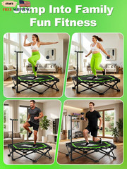 Mini Trampoline for Adults 42″ Foldable Fitness Rebounder with Adjustable T-Bar