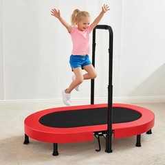 56” Foldable Trampoline w/Adjustable Handle 220lbs Capacity for Kids & Toddlers