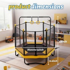 54 Inch Trampoline for Kids with Enclosure, Indoor & Outdoor Toddler Trampoline