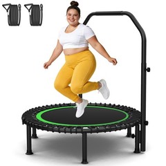 40″ Foldable Mini Trampoline with Resistance Bands Adult Exercise for Home Garde