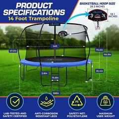Pumpkin Trampoline with Basketball Hoop & Inner Enclosure – Safe, Durable