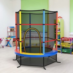 55″ Kids Trampoline Bouncing Jumping Mat Recreational Trampoline W/Enclosure Net