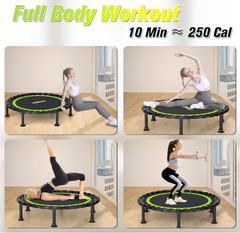 Mini Trampolín Plegable 36/40/48″ para Adultos y Niños, Soporta 440 lb