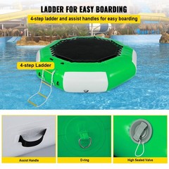 10ft Outdoor Water Trampoline 880lb Bounce Capacity with Ladder Green White