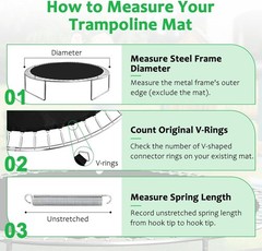 15FT Replacement Trampoline Mat，96 V RING 7″ SPRING