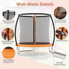 8FT Trampoline with Safety Enclosure Kids Adults 880LBS Capacity Outdoor Orange