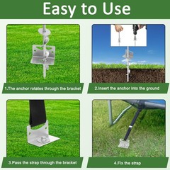 24” Mobile Home Anchors Set of 4 Ground Anchors Screw in with Brackets and D…