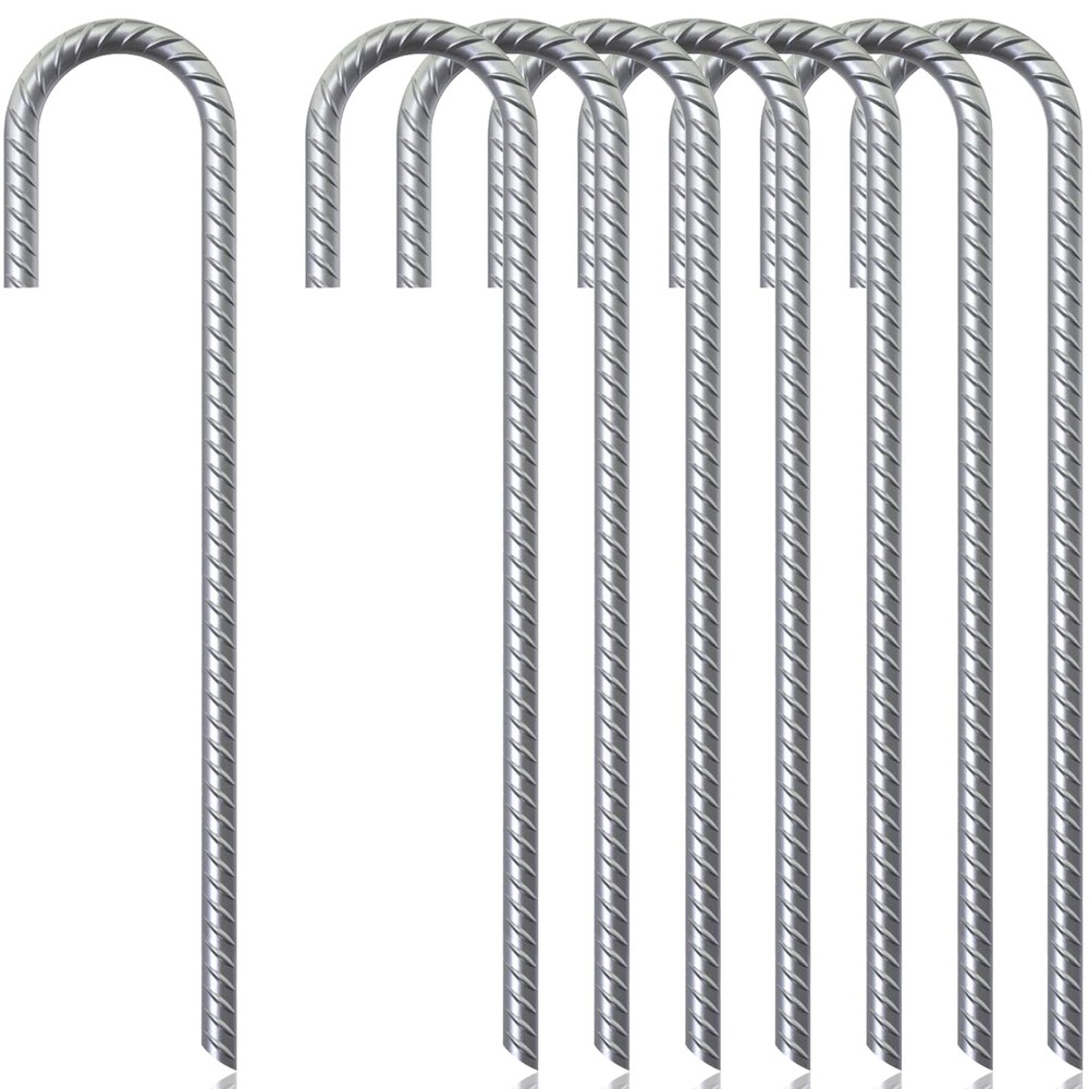 J Hook Rebar Stakes 12 Inch (12 Pack) – Rebar Ground Anchors – Heavy Duty Pro…