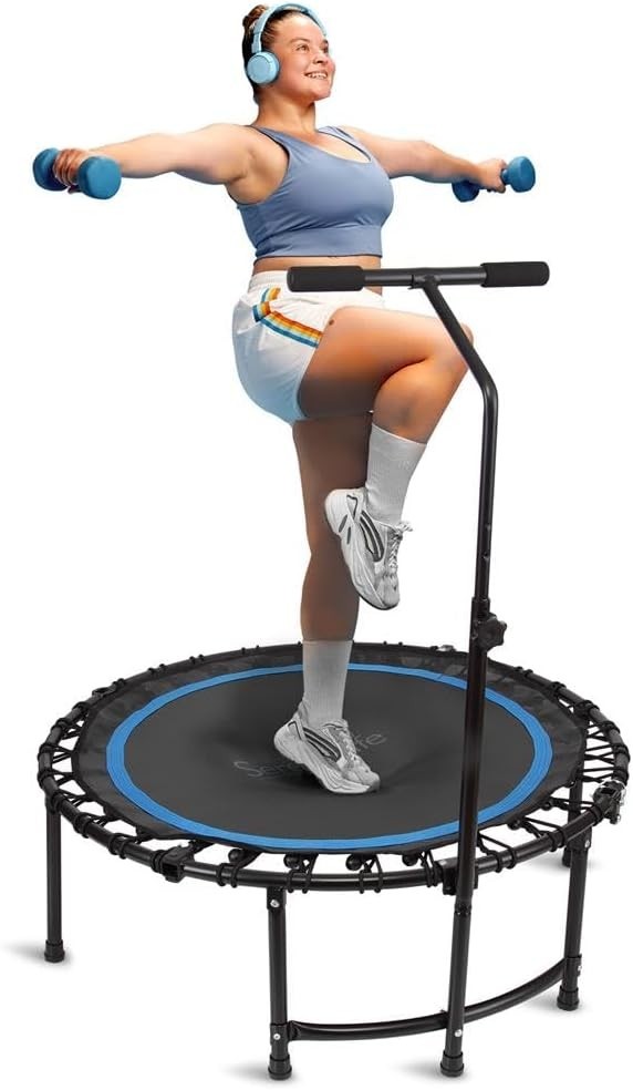 40″ Mini Trampoline Fitness with Reinforced Springs Adjustable Safety Handle