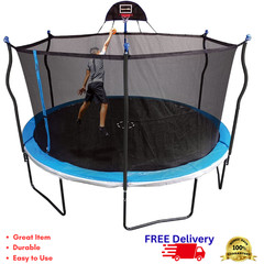 Sportspower Bounce Pro 14ft Trampoline with Enclosure Safety Net Basketball Hoop