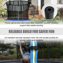 8PCS Trampoline Curved Pole and 12FT Trampoline Net, Universal Trampoline Replac