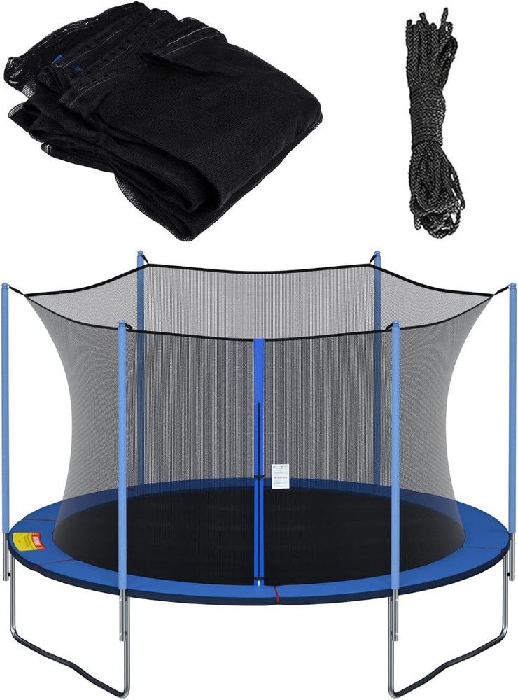 Trampoline Replacement Safety Net for 6 Straight Poles round Frame Trampolines,
