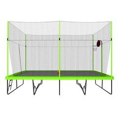 10ft by 17ft Rectangle Trampoline with Ladder Basketball Hoop System Inflator