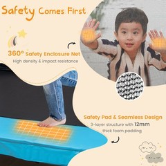 Topbuy 3-in-1 Kids Trampoline w/ Swing & Horizontal Bar 6FT Outdoor Indoor