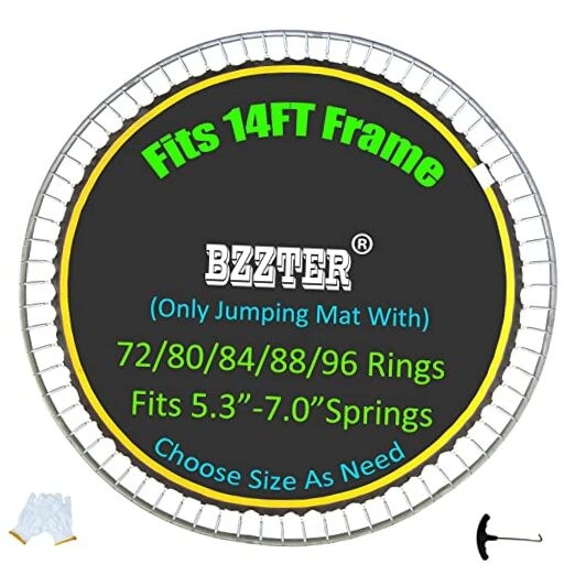 Trampoline Fits 14FT Steel Frame 72 V-Rings/147.6″ Diam/Fits 6.5″-7″Spring