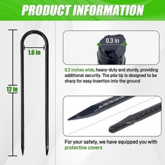 8 Pack Trampoline Stakes Anchors High Wind, 12 Inches Tent Stakes Heavy Duty,…