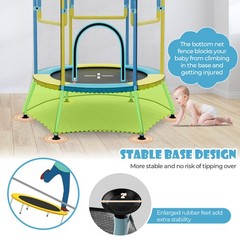 Kids Mini Trampoline w/59″ Higher Enclosure Net Seamless Jumping Mat Zipper Door