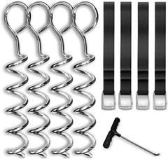 N1Fit Trampoline Spiral Stakes Anchors – Heavy Duty, Galvanized, Wind Stakes