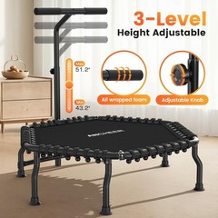 50″ Foldable Mini Rebounder Trampoline with Handle Bar for Adult,560lbs Max Load