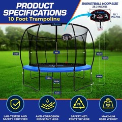 Pumpkin Trampoline with Basketball Hoop & Inner Enclosure – Safe, Durable