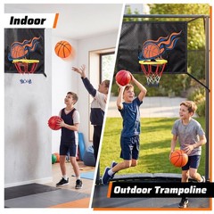 Trampoline Basketball Hoop Set with 3 Balls & Pump – Easy Install Universal Fit