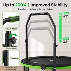 SP3 40″/48″ Foldable Mini Trampoline, Rebounder Trampoline for Adults, U/T Ad…