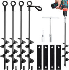 18-Inch Ground Anchors Screw in Heavy Duty, 4 Pack Trampoline Anchors & Stakes H