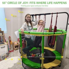 Indoor & Outdoor Trampoline for Kids with Enclosure, Toddler 55″ yellow green