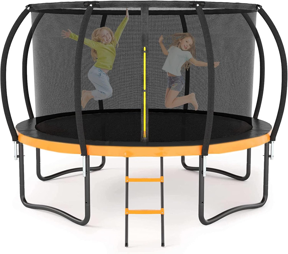 12FT 14FT Trampoline for Adults/Kids – Outdoor Trampoline with Basketball Hoop,