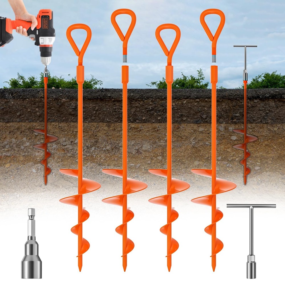 4 Pack 18″ Heavy Duty Ground Anchors for Shed Tent Carpots Camping Mobile Home