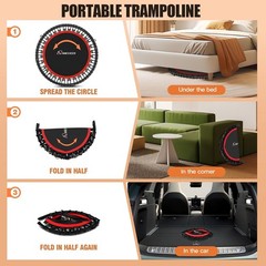 40″ Folding Mini Exercise Trampoline with Adjustable Handle Round Jump Rebounder