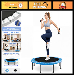 40″ Fitness Trampoline Rebounder with Adjustable Foam Handle for Home Workouts