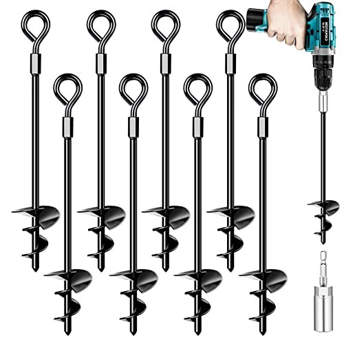 Ground Anchors 8 Pack, Heavy Duty 3 Inch Blades – Strong Wind Resistant