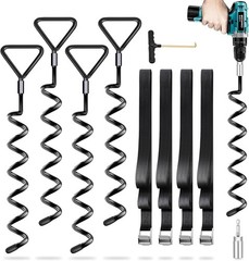 Trampoline Stakes 4 Pack – Heavy Duty Trampoline Anchors Kit – Screw In Groun…