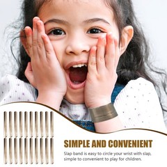 40Pcs Blank Kids Slap Bracelets Reusable Steel Wristbands Gold for Decoration