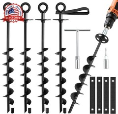 Ground Anchors Screw in – Heavy Duty Trampoline Anchors/Stakes for High Wind, 4