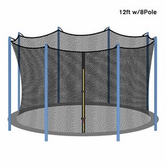Round Trampoline Enclosure Net Replacement For 12FT 8 Poles Weather-Resistant