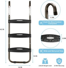 Trampoline Ladder 3-Step Trampoline Steps with Horizontal Wide Steps